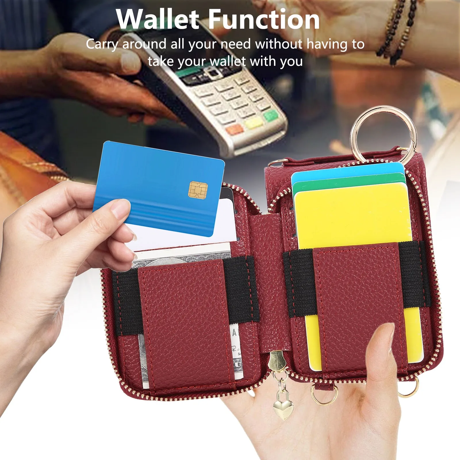 Grid Crossbody Case for Samsung Z Flip 8 7 6 5 4 3 Flip8 Flip6 Flip5 Flip4 Leather Case Lanyard Phone Case Cards Cash Pocket - view 5
