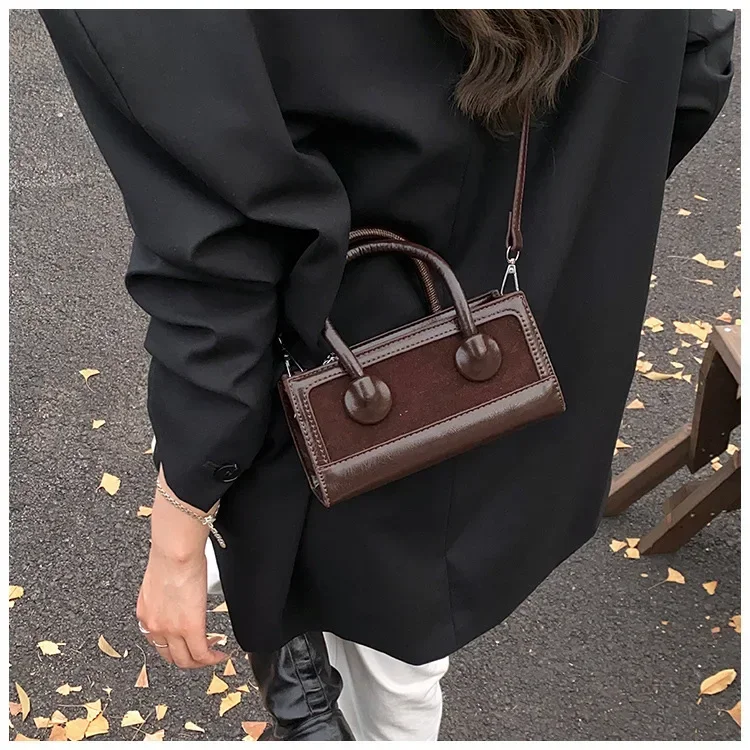 

2025 New Niche Design Casual Fashion Splicing Retro Small Square Bag Portable Shoulder Crossbody High Quality Women's Bag