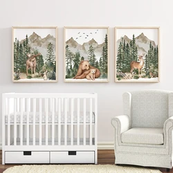 Forest Woodland Animal Prints Canvas Painting Wall Picture for Nordic Living Room Nursery Wall Art Room Home Decor Poster Gifts