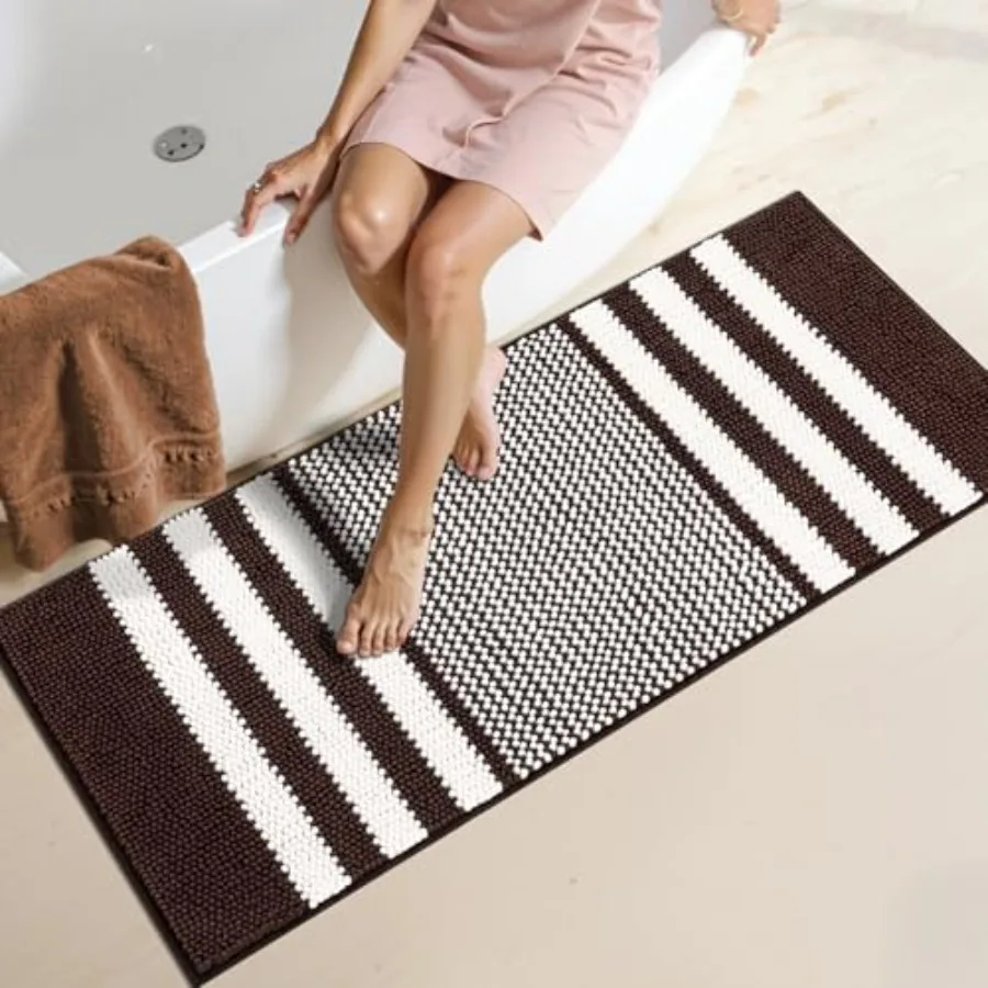 

Коврики для ванной 47x20 дюймов, очень мягкие, впитывающие, из ворсистого шенилла, с нескользящей основой, быстросохнущие, машинная стирка, современный дизайн