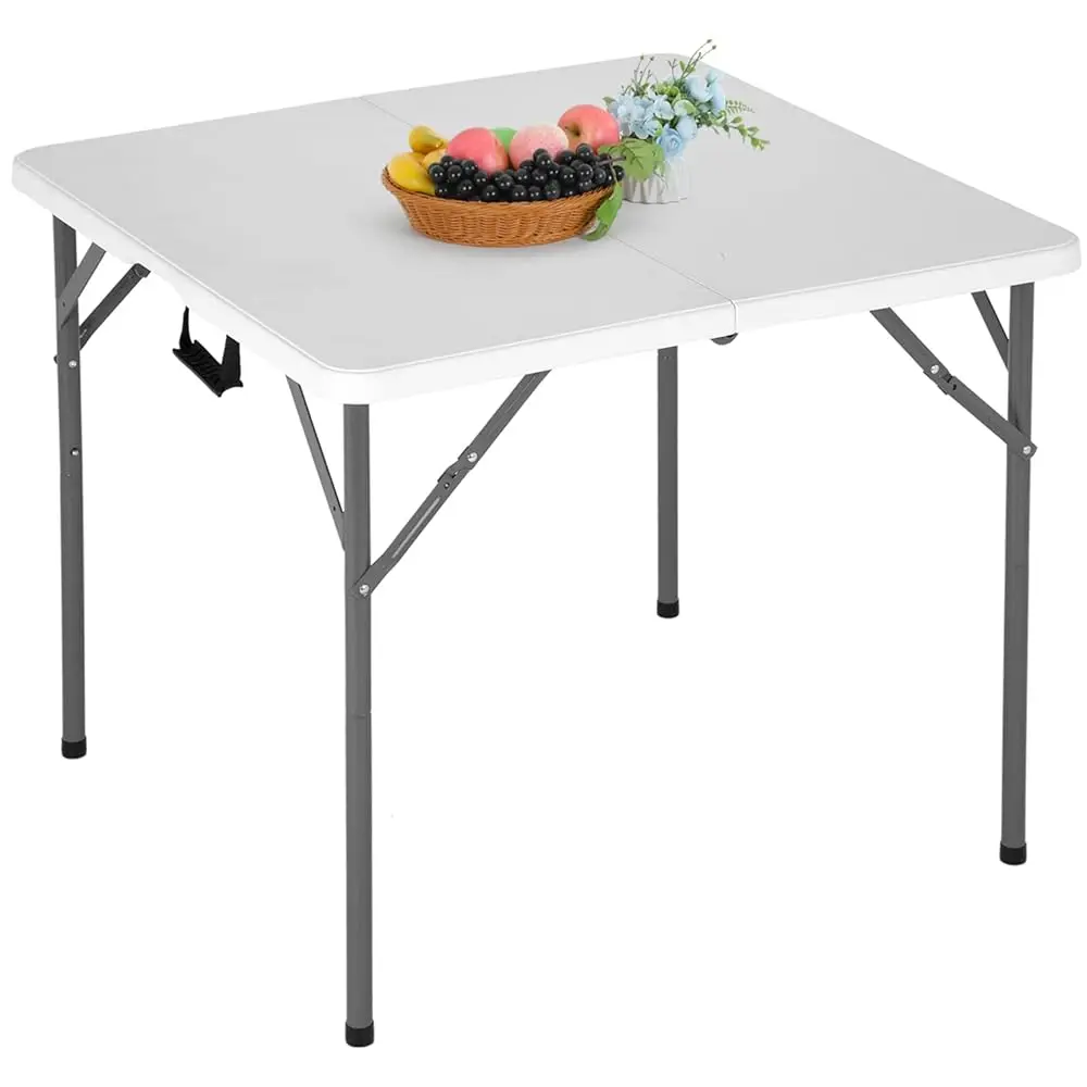 

34"" Folding Tables Plastic Folding Card Table Half Portable Foldable Table For For Parties Wedding Bbq Camping, White