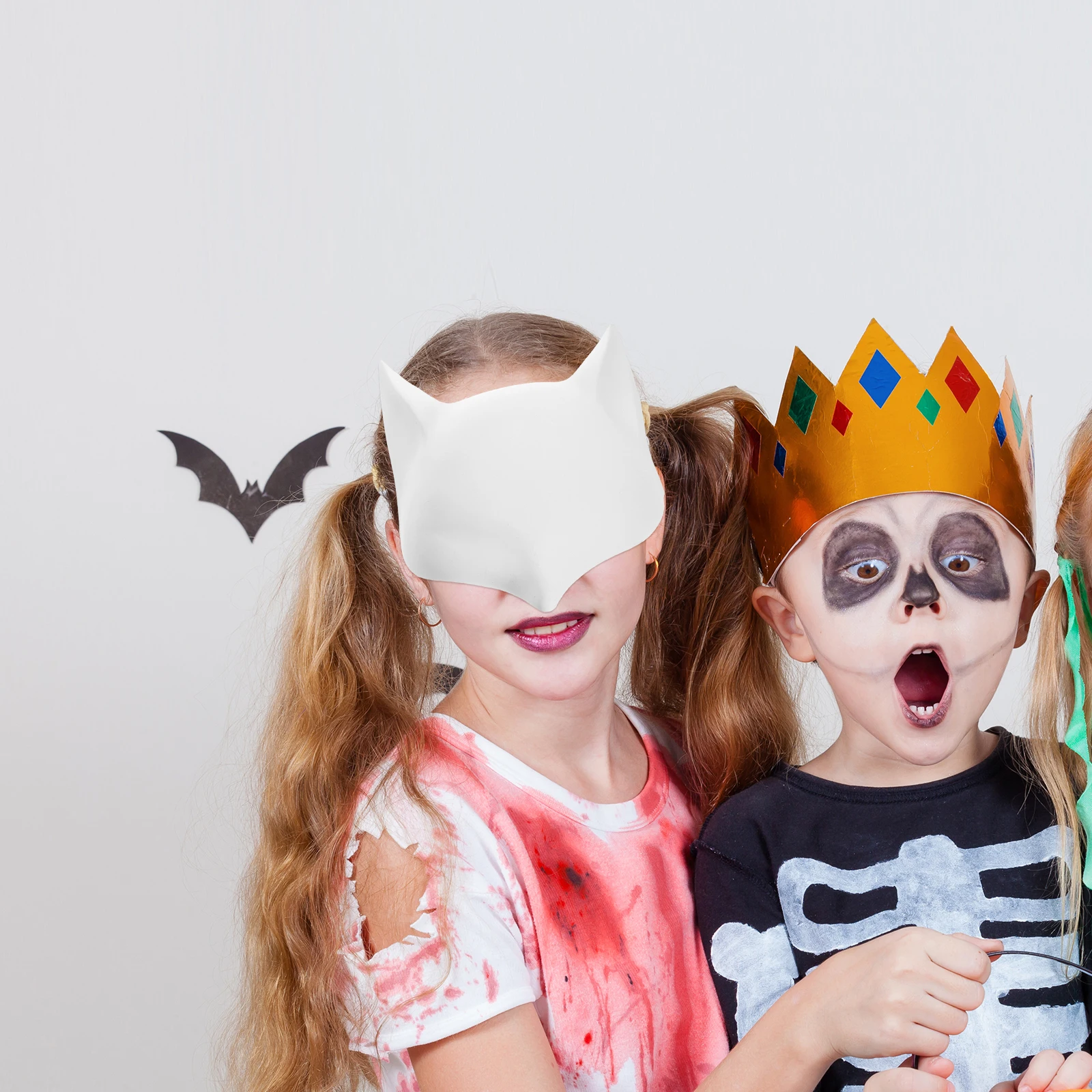 

4pcs Blank Fox Masks Unpainted PVC White Masquerade Party Ball Decorate Diy Halloween Cosplay Accessories Women