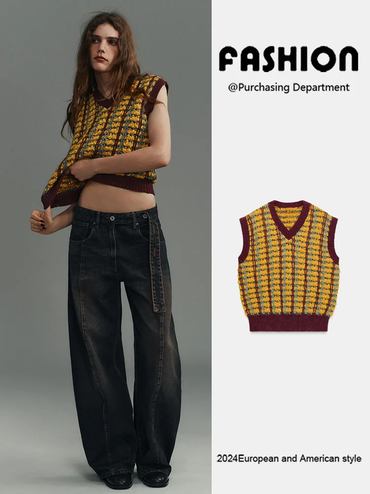 

Faionable Simptic V-Ne Svel Knitted Vest 2025 Winter New Arrival Women's Clothing Texture Knit Tank Top