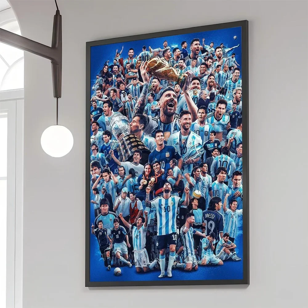 1PC Lionel Messi Football Player Poster Movie Sticky Posters Retro Kraft Paper Sticker Room Bar Cafe Aesthetic Art Wall Painting