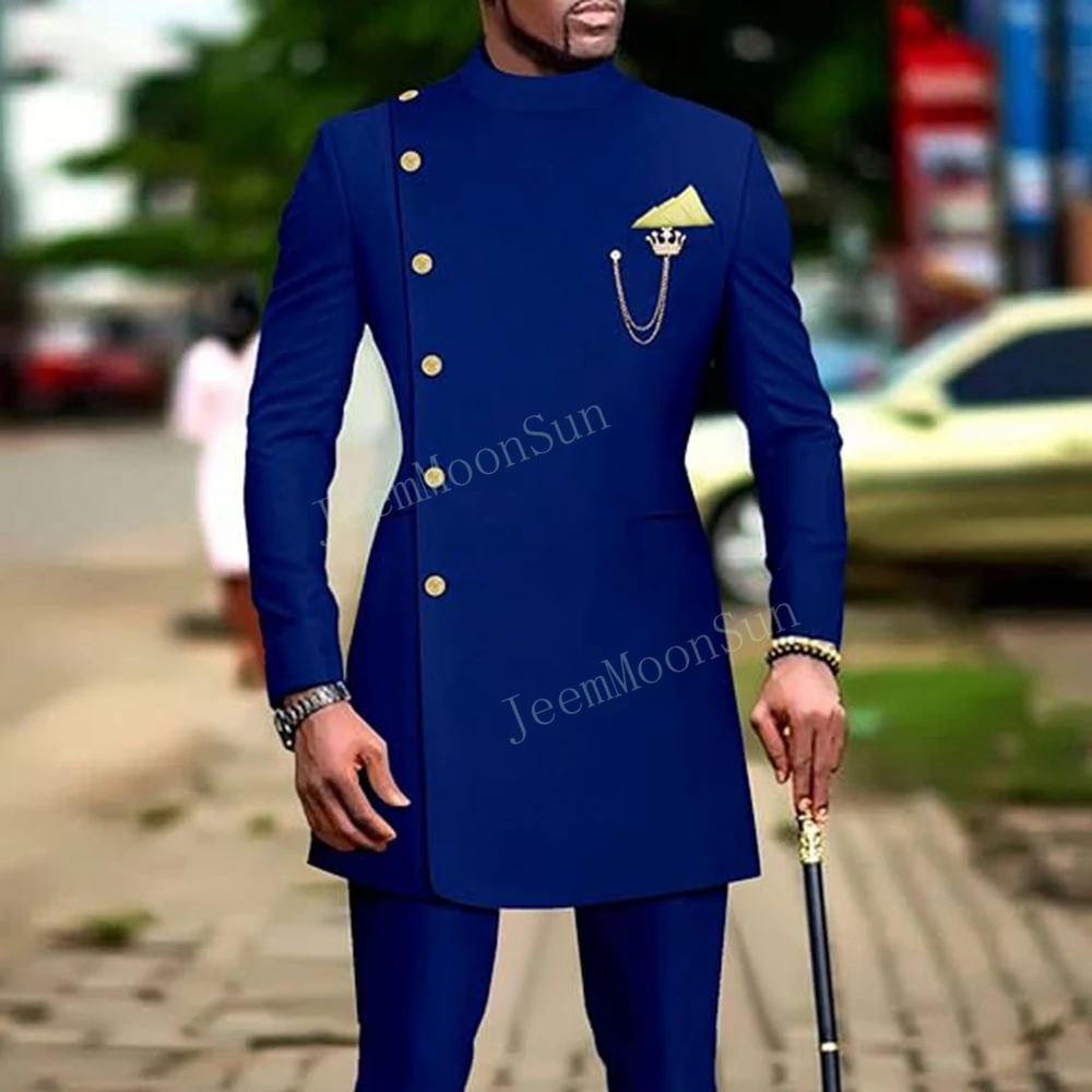 

African 2025 Suits for Men Single Breasted Blazer and Pants 2 Piece Set Outfits Suit for Wedding Business Costume Homme