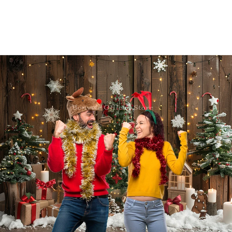 Christmas Photography Backdrop Winter Snowman Wood Board Merry Christmas Photography Background New Year Party Photo Studio