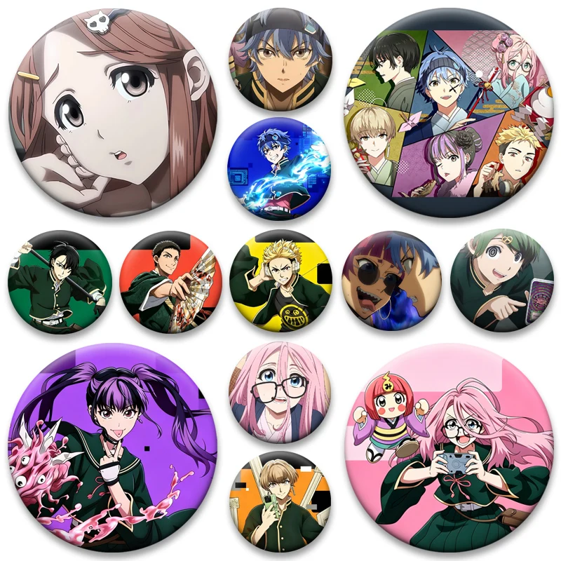 Anime Dead Account Brooches Soji Enishiro,Kukuru Kasubata,Kiyomi Urusugawa Pins Cartoon Badge for Backpack Ornament Accessorys