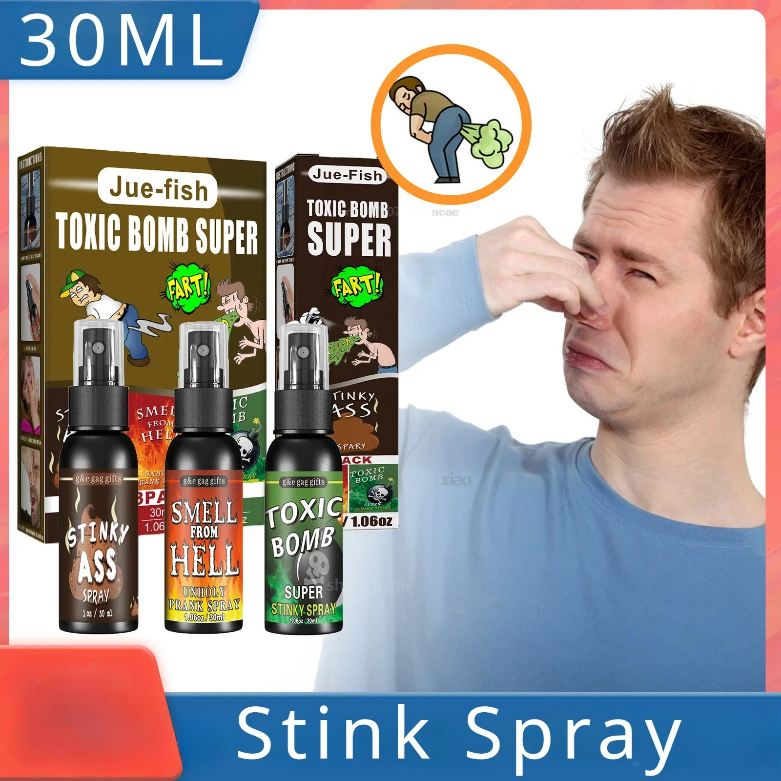 30ML Liquid Fart Gag Prank Joke Spray Can Stink Bomb Smelly Stinky Gags Fart Spray Extra Strong Stink Prank Novel Funny Spray