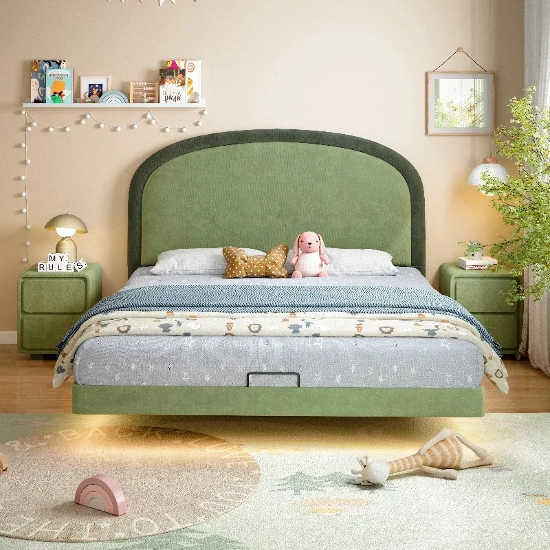 

Flannel French retro style children's bed boy modern simple small apartment second bedroom girl fabric princess bed