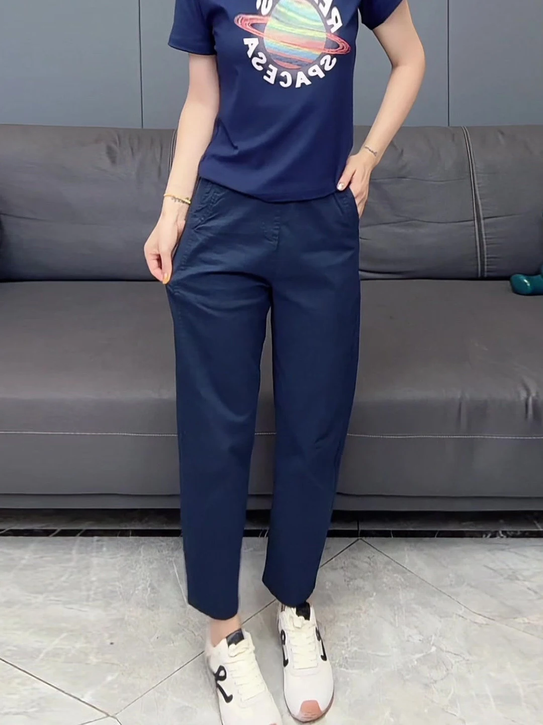 Slim Fit Nine-Tenths Casual Sports Pants Women Summer New plus Size Flattering Loose Elastic Waist Quick Dry Harem Pants