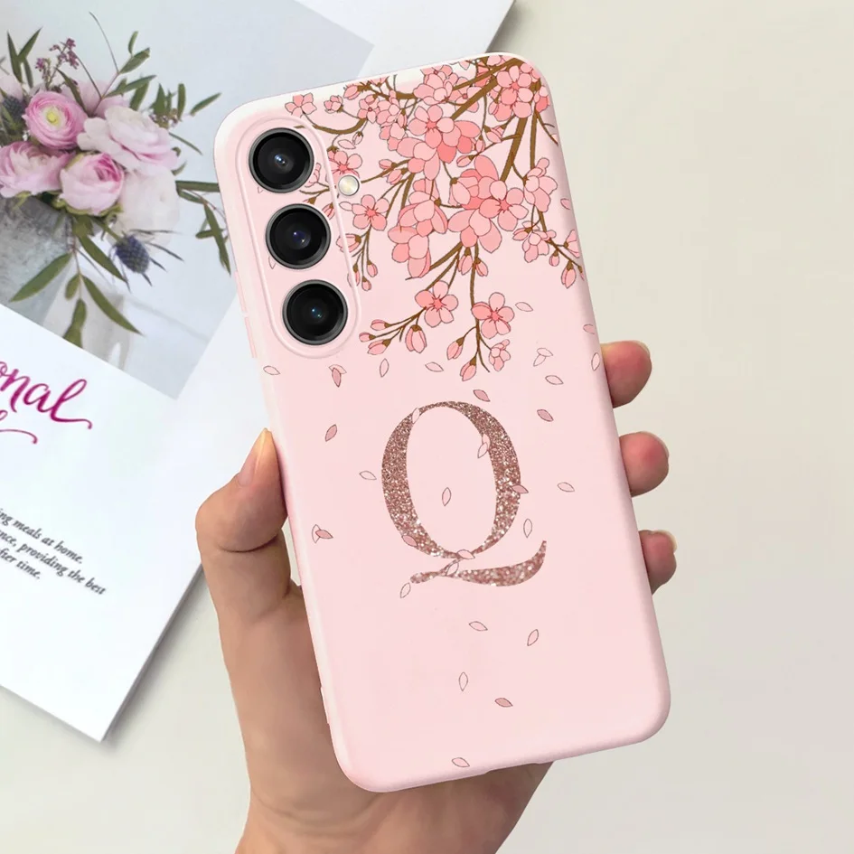 For Samsung Galaxy A25 Case A15 A35 2023 Back Cover Cute Initial Letters Shockproof Bumper For Samsung A25 5G SM-A256B A 25 Para