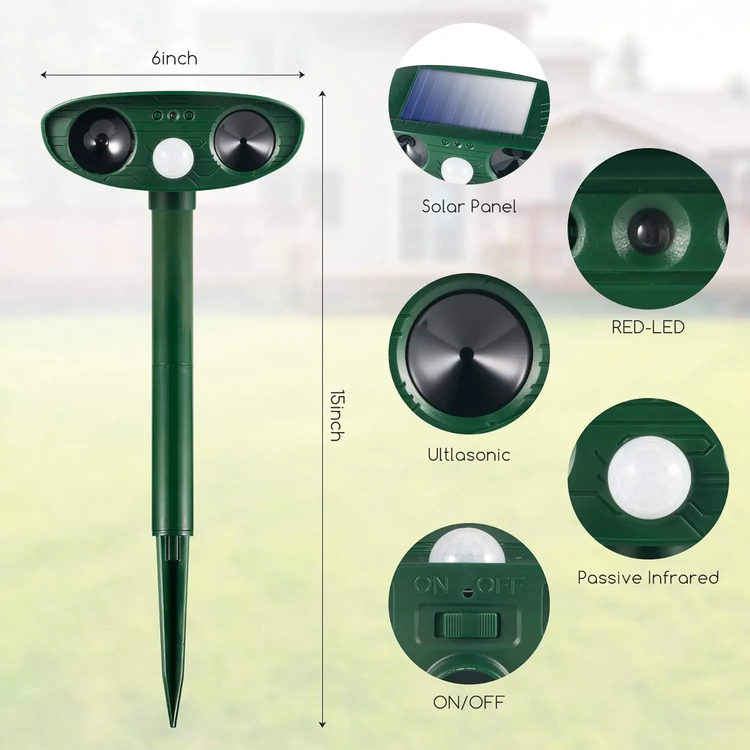 1pc Ultraschall Tier Abweisend Katze Hund Abweisend Solar Powered Wiederaufladbare Garten Wasserdichte Tier Abschreckung Für Bauernhof Hof – Detail 5