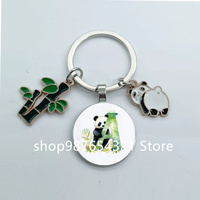 New letter A-Z creative cute panda keychain cartoon animal plant metal pendant keychain car bag pendant cute keychain gift