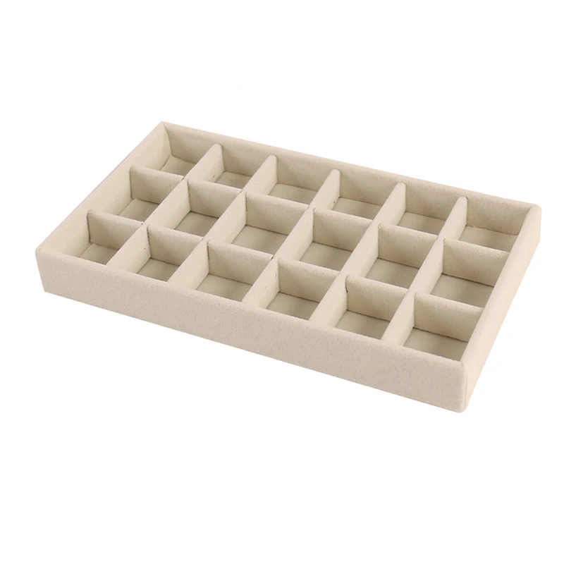 3 pezzi beige organizzatore di gioielli vassoio portaoggetti per gioielli in velluto espositore anello braccialetto collana scatola portaoggetti vetrina cassetto