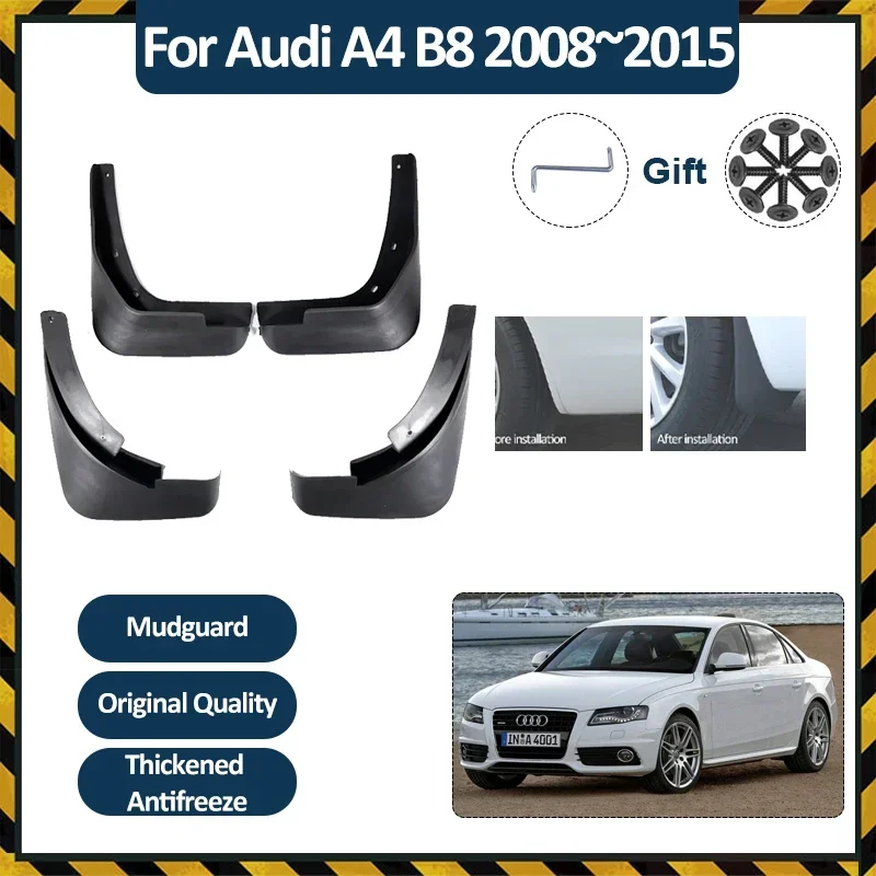 

4x Car Wheel Fender MudFlaps For Audi A4 B8 Accesories 2008~2015 Sedan Saloon Mud Flap Guard Anti-splash Front Protect Mudguards