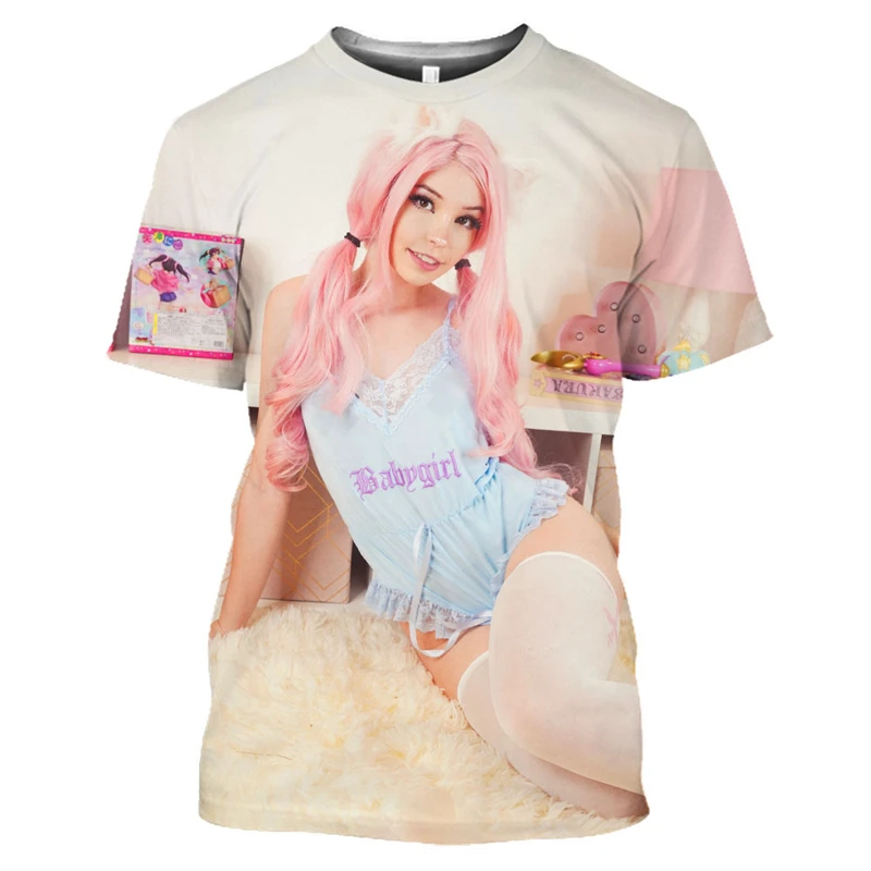 Belle Delphine Hentai Japanese Anime Mens Fashion 3d Printed T Shirts Cute Women Pattern Tops Tees Breathable Apparel Tshirt