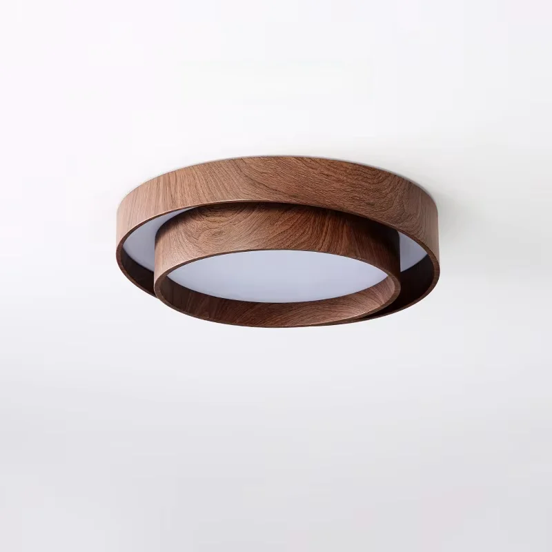Nordic Walnut Wood LED Ceiling Chandelier for Living Dining Room Balcony Bedroom Lamp Home Decor Indoor Lighting Fixture