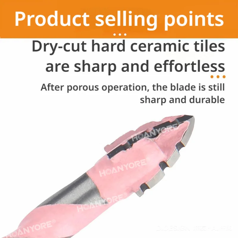 Four-flute Serrated Eccentric Drill Bit Pink,tile-patterned Perforated Concrete,drilling Holes In Concrete Tiles High-hardness