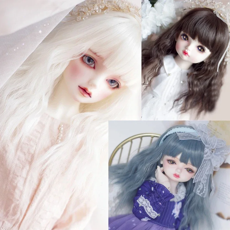 D03-P573 children toy BJD DD SD MSD      1/6 1/8 1/4 1/3 doll's Photo props Accessoriess Gray blue Wavy curly hair 1pcs