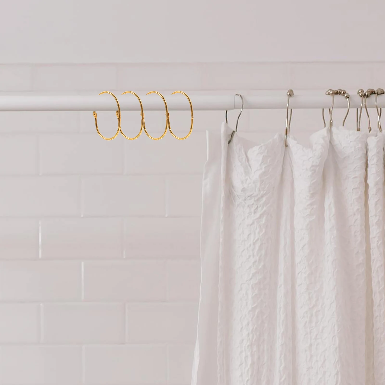 

20Pcs Shower Curtain Rings Metal Sturdy Glide Easy Hanging Shower Hooks for Thick Lightweight Curtains Bathroom Accessory Ring