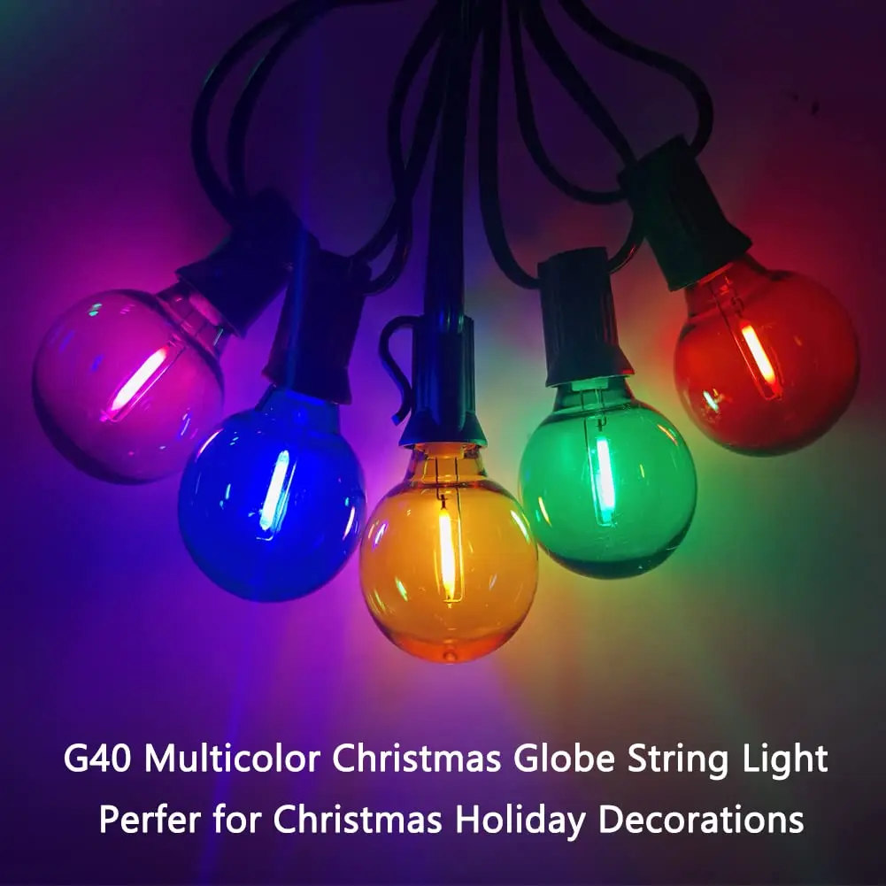 Imagem -05 - Luzes de Corda ao ar Livre com Led Multicolorido Rgb G40 Ip44 Impermeável Regulável Festa Decoração do Pátio Colorido Luz de Suspensão 20m 15m