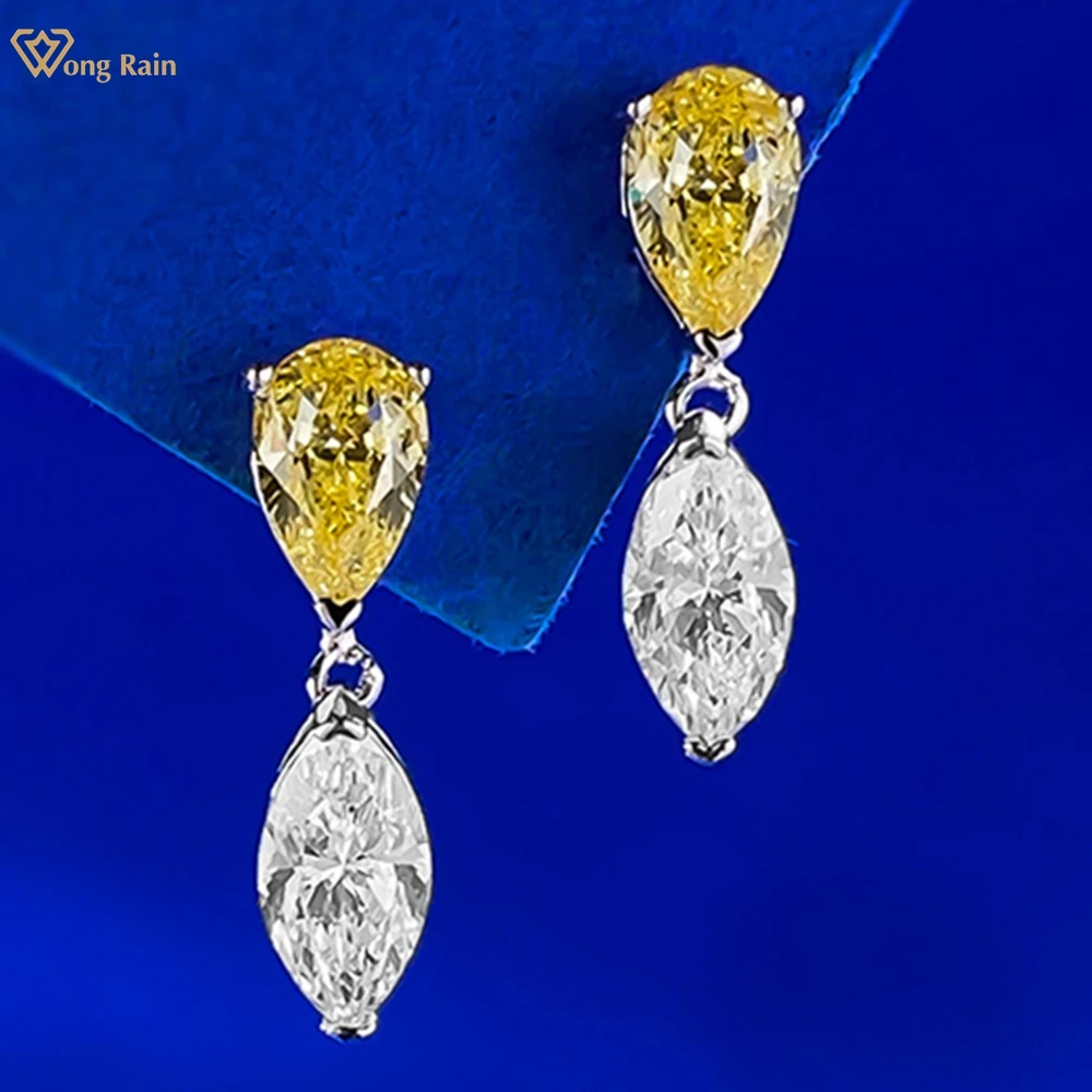 

Wong Rain, твердое серебро 925 пробы, груша, огранка маркизы, лабораторный сапфир, цитрин, драгоценный камень, серьги-гвоздики, ювелирные изделия, оптовая продажа