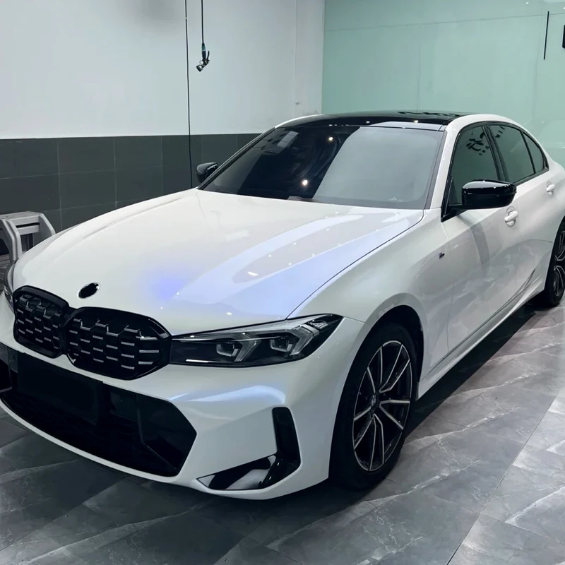 1.52x18M PET Pearl White to Blue Color Shift Car Wrap Vinyl Self Adhesive Bubble Free Air Release Film