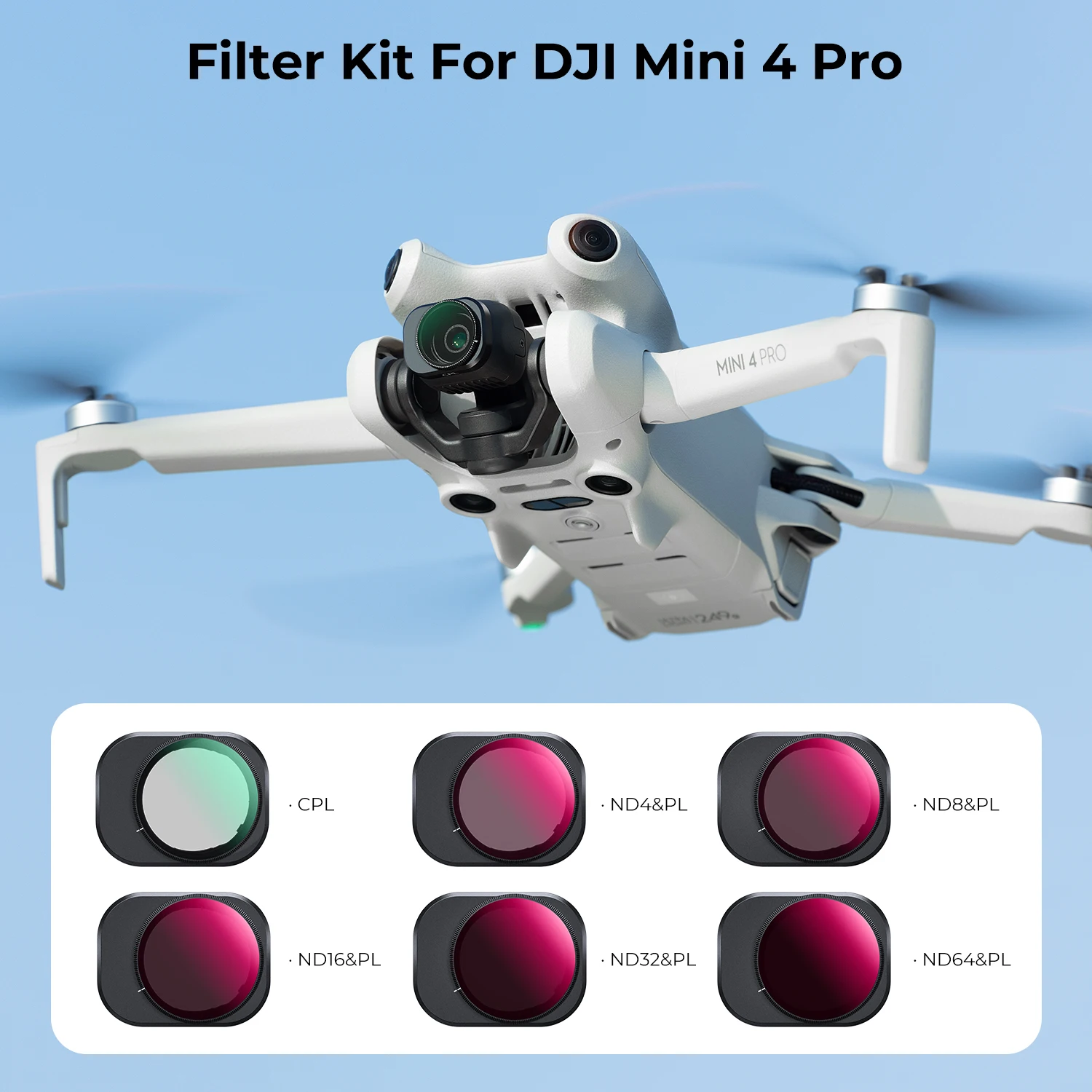 K&F Concept For DJI Mini 4 Pro Drone Lens Filter UV CPL ND8 ND16 ND32 ND64 ND1000 ND&PL Waterproof Multi Layer Coatings