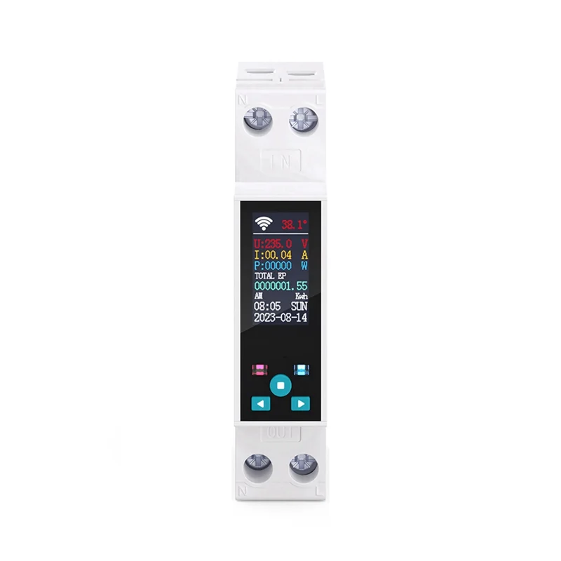 ABMF-50A Tuya WIFI Smart Switch Circuit Breaker LCD Meteran Energi Kwh Power Metering Timer Relay Remote Control Kehidupan Cerdas