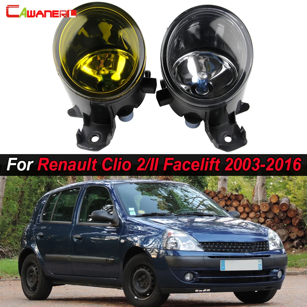 1 Pair Car Front Fog Light Lampshade + H11 Halogen LED Bulb For Renault Clio 2/II Facelift 2003-2016 (Not Fit Pre-Facelift)