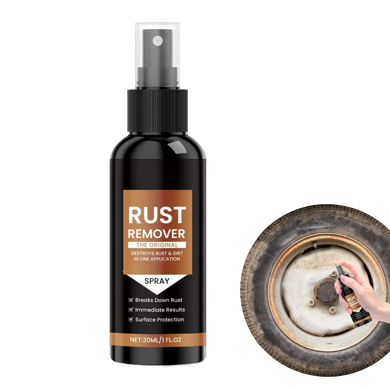 Rust Remover for Metal Automotive Rust Remover Effective Concentrated 30ML Fast-Acting Long-Lasting Cleaner for Workshop  ﻿
