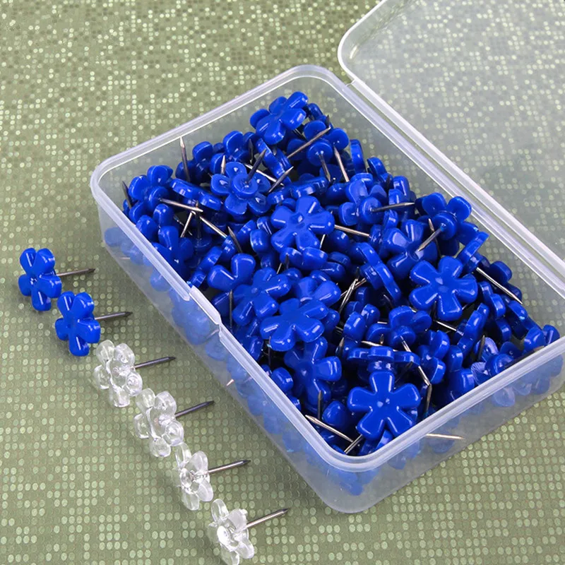 50Pcs Plastic Transparent flower Tacks Push Pins Assorted Making Thumb Tacks Cork Board Office School Stationery Supplies