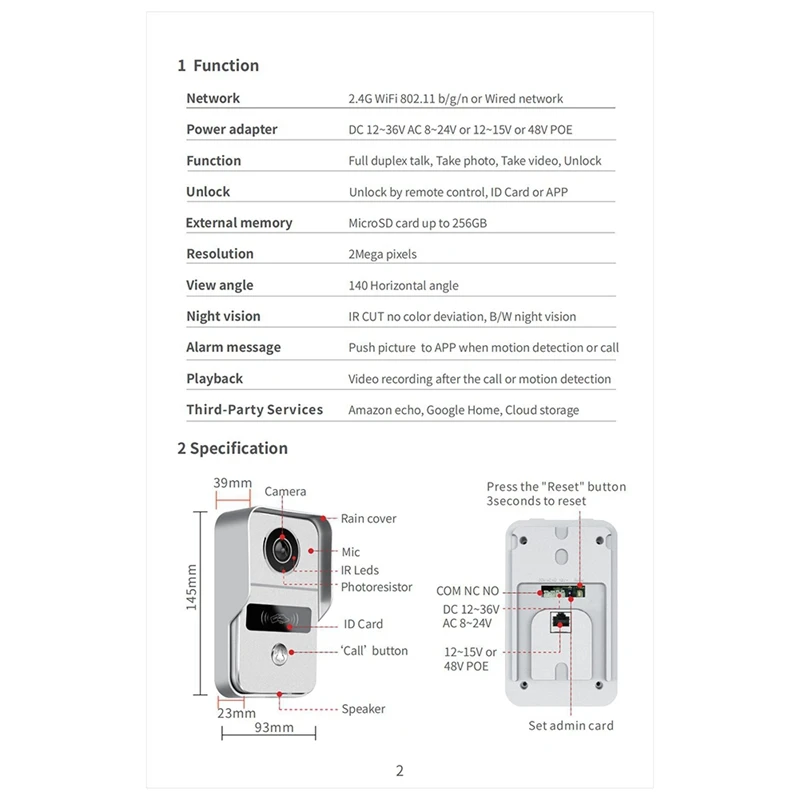 Ежедневный 2-мегапиксельный дверной звонок Tuya, Wi-Fi, видеодомофон, камера 1080P, датчик движения, сигнализация, безопасность, умный дом/офис, удаленная разблокировка