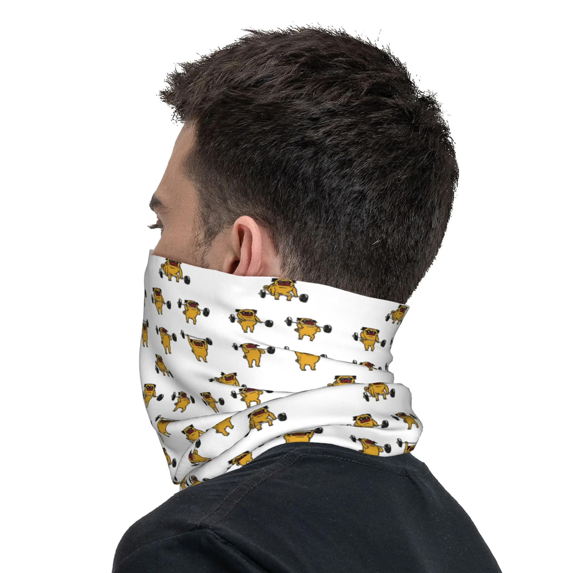 وشاح قناع مطبوع للرقبة من Clean and Jerks Pug Bandana وعصابة رأس دافئة للجري للجنسين والكبار قابلة للتنفس