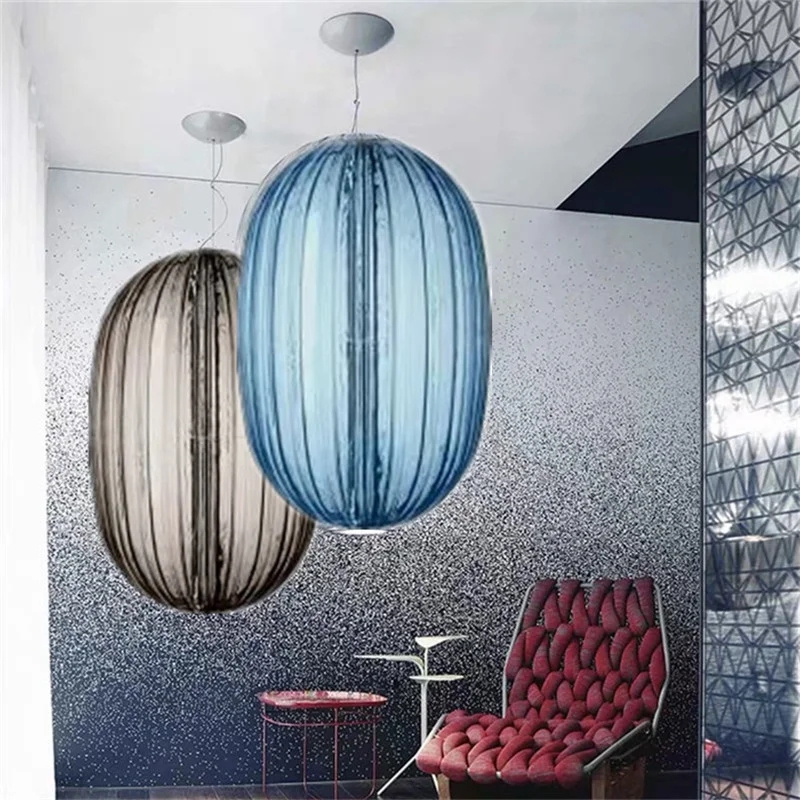 Postmodern pendant lights scandinavian vintage lustre salon decorative for kitchen dining room designer blue glass pendant light