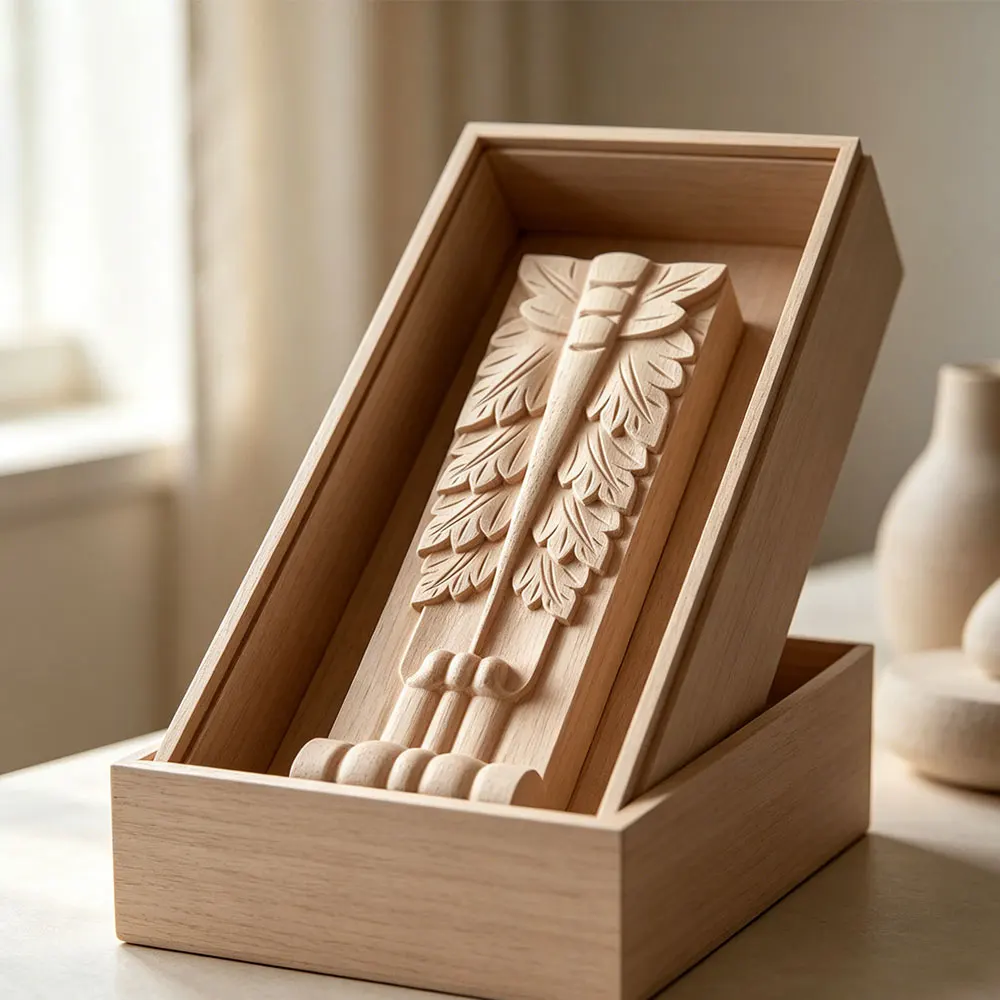 Wood Carving Applique for Furniture Wood Applique Woodcarving Carved Long Flower Tablet Home Decoration Accessories Ornaments