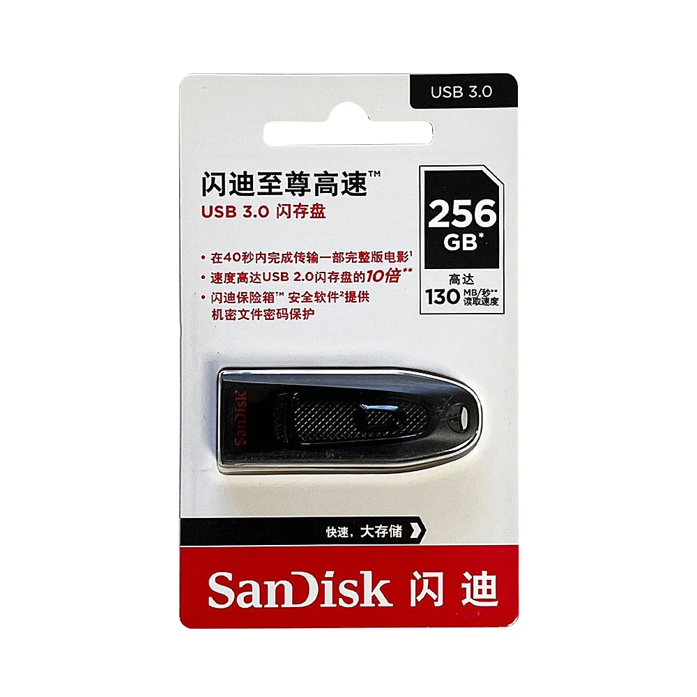 SanDisk Ultra USB Flash Drive 256GB 128GB 64GB Flashdisk 32GB 512GB USB 3,0 Pen Drive 130 MB/s USB Stick para PC/portátil U Disk