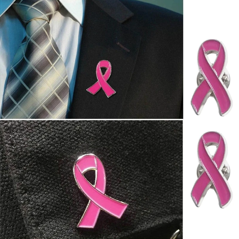 10xPink Ribbon Enamel Brooches Breast Cancers Awareness Lapel Pin Buttons Badges Sweater Bag Backpack Jewelry Gift