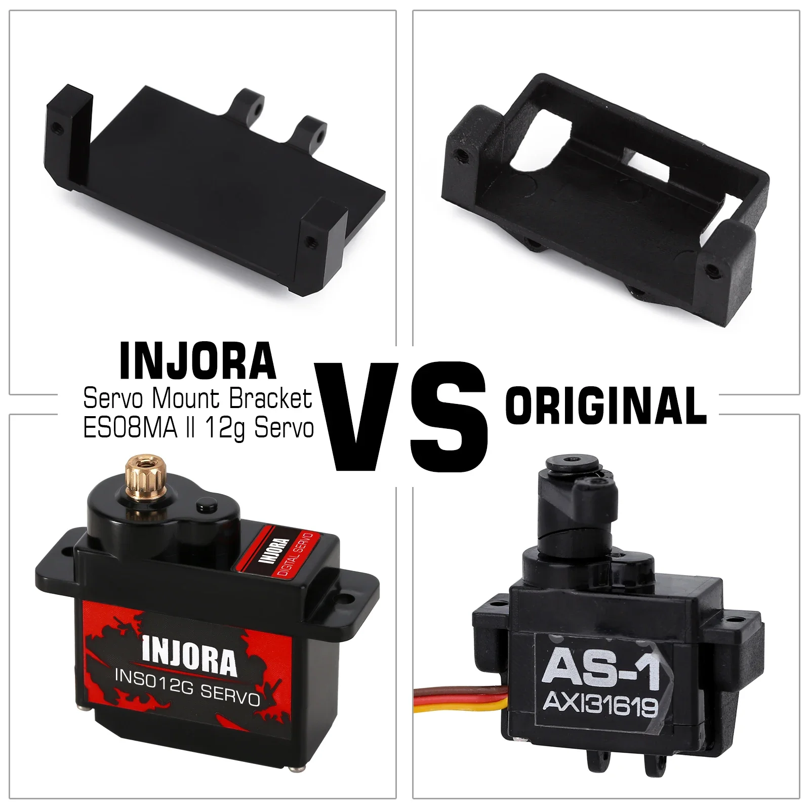 INJORA INS012G 12g Digital Servo with Mount & 15T Metal Arm for RC Car Model Axial SCX24 AX24 Upgrade Parts