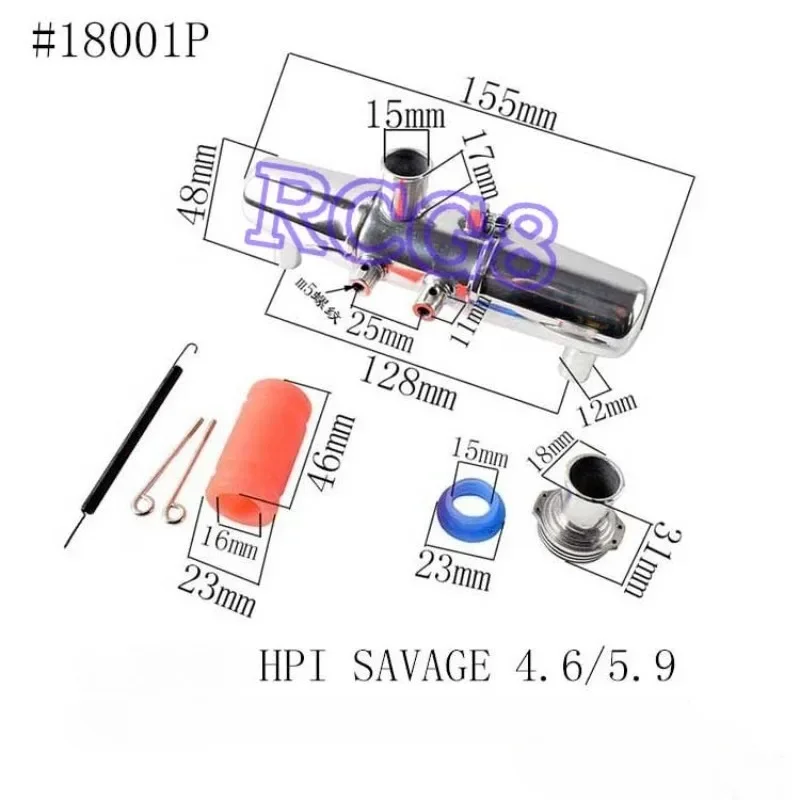 1:8 benzine auto, achter dubbele achterrij dubbele uitlaat HPI SAVAGE verbeterde uitlaatpijp geschikt voor 4.6/5.9