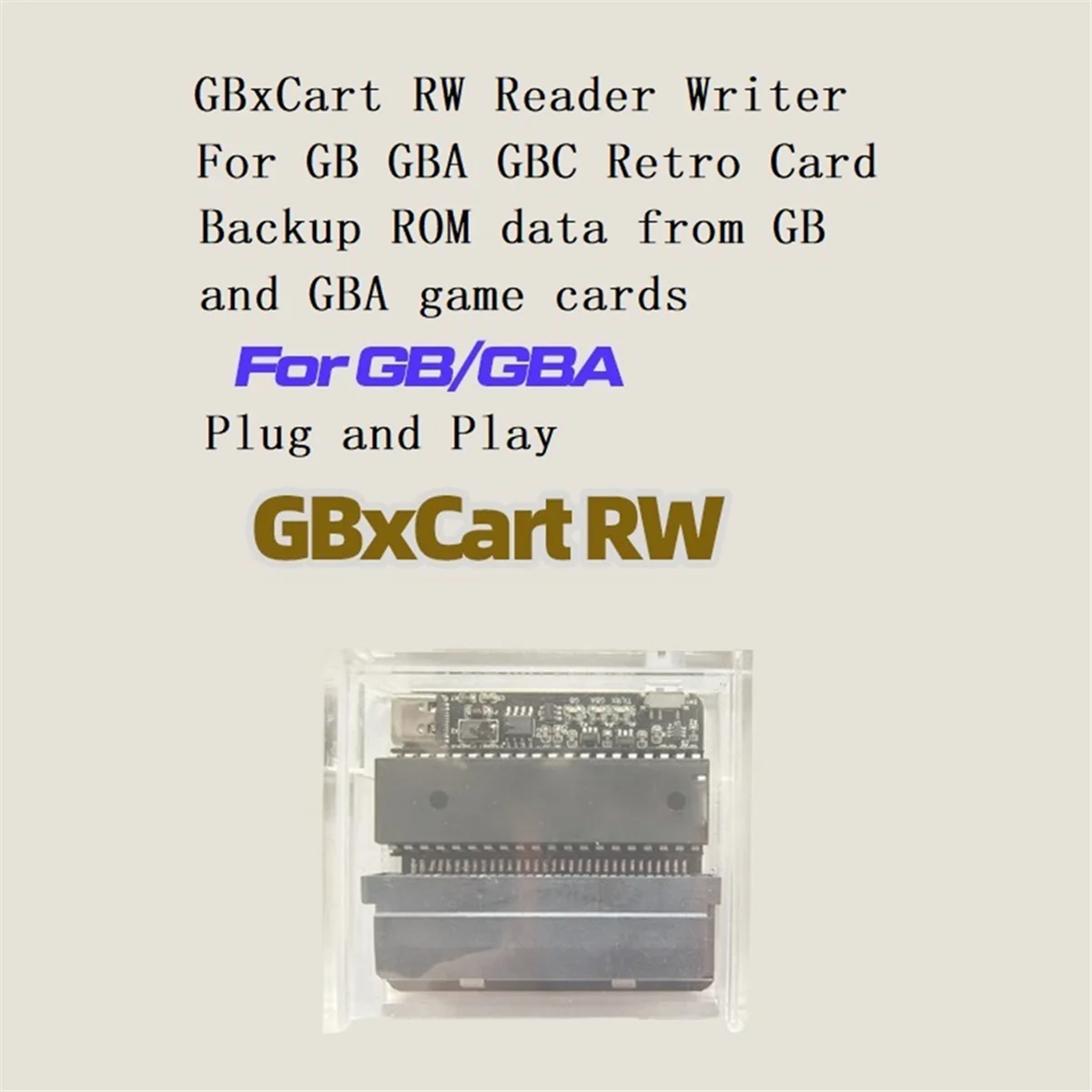 GBxCart-Reader e Flasher para GB, GBA, GBC, USB C, cartucho do jogo, adaptador de backup, jogo retro Acessório