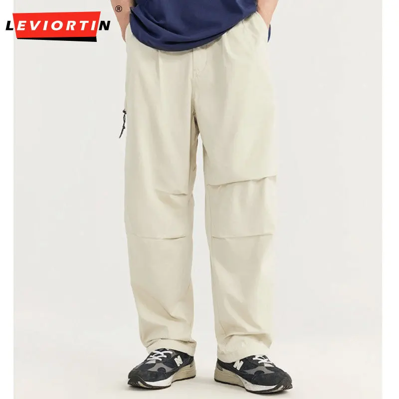 Male 2025 Spring/Summer New Style American Retro Straight Tube Casual Versatile Simple Solid Color Thin Paratrooper Work Pants
