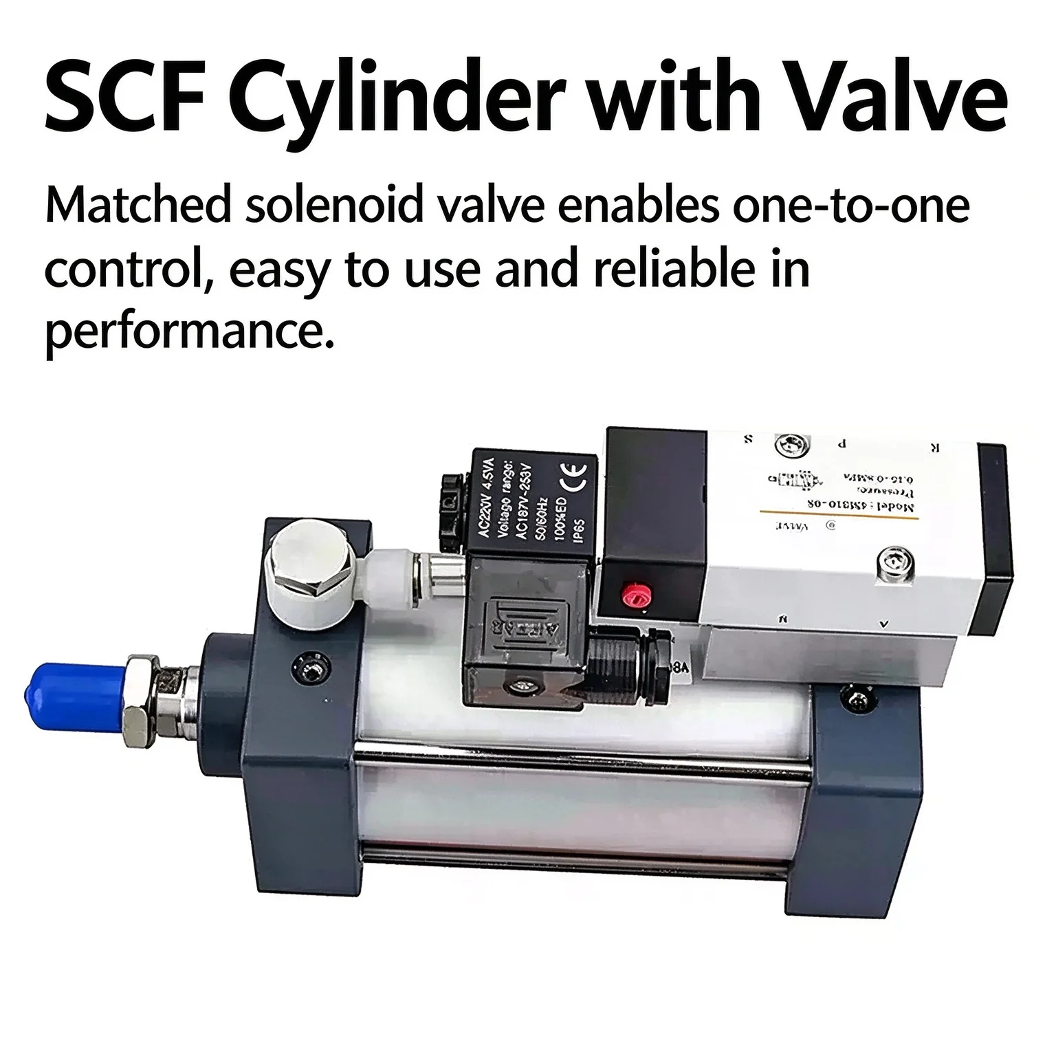SCF Standard Series Integrated Solenoid Valve Pneumatic Cylinder Set Bore 50mm Stroke 25-1000mm Air Cylinders without Magnet