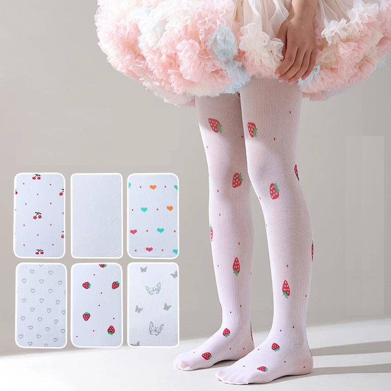 

1-12Y Kids Girls Summer Dance Pantyhose Children Thin Section Fashion Velvet Tights Baby Solid Strawberry Stockings