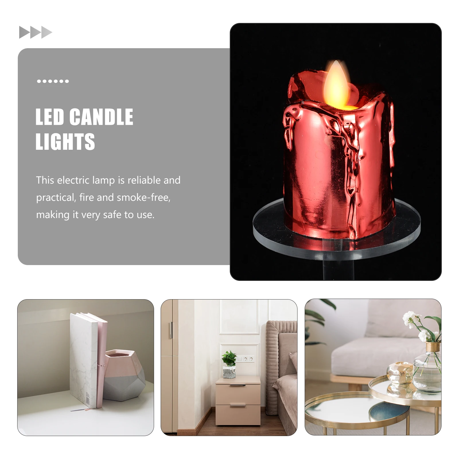 

3 Pcs LED Candles Tea Lights Flickering Flameless Warm Atmosphere Premium PP Smooth Surface Traditional Modeling Safe Practical