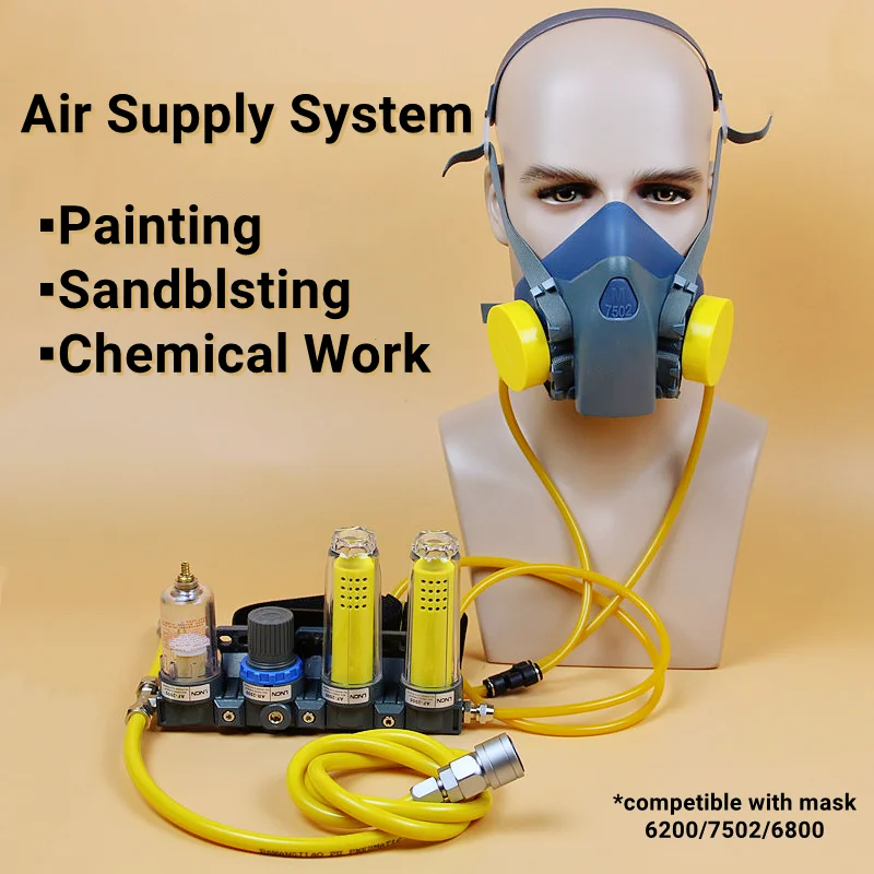 Air Supply Gas Mask Filters Chemcial Purify Supplied Air Fed Safety Respirator System for Painting Formaldehyde Dustproof Masks