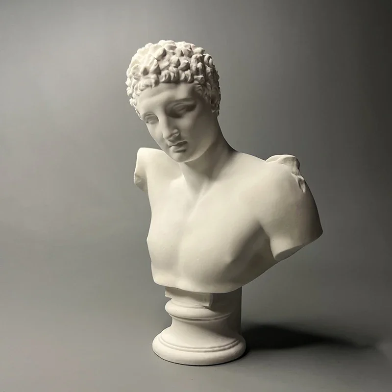 Creative White Hermes Art Plaster Sculpture Bookshelf Decoration Abstract Bust Statue Indoor Aesthetic Decorative Craft Ornament