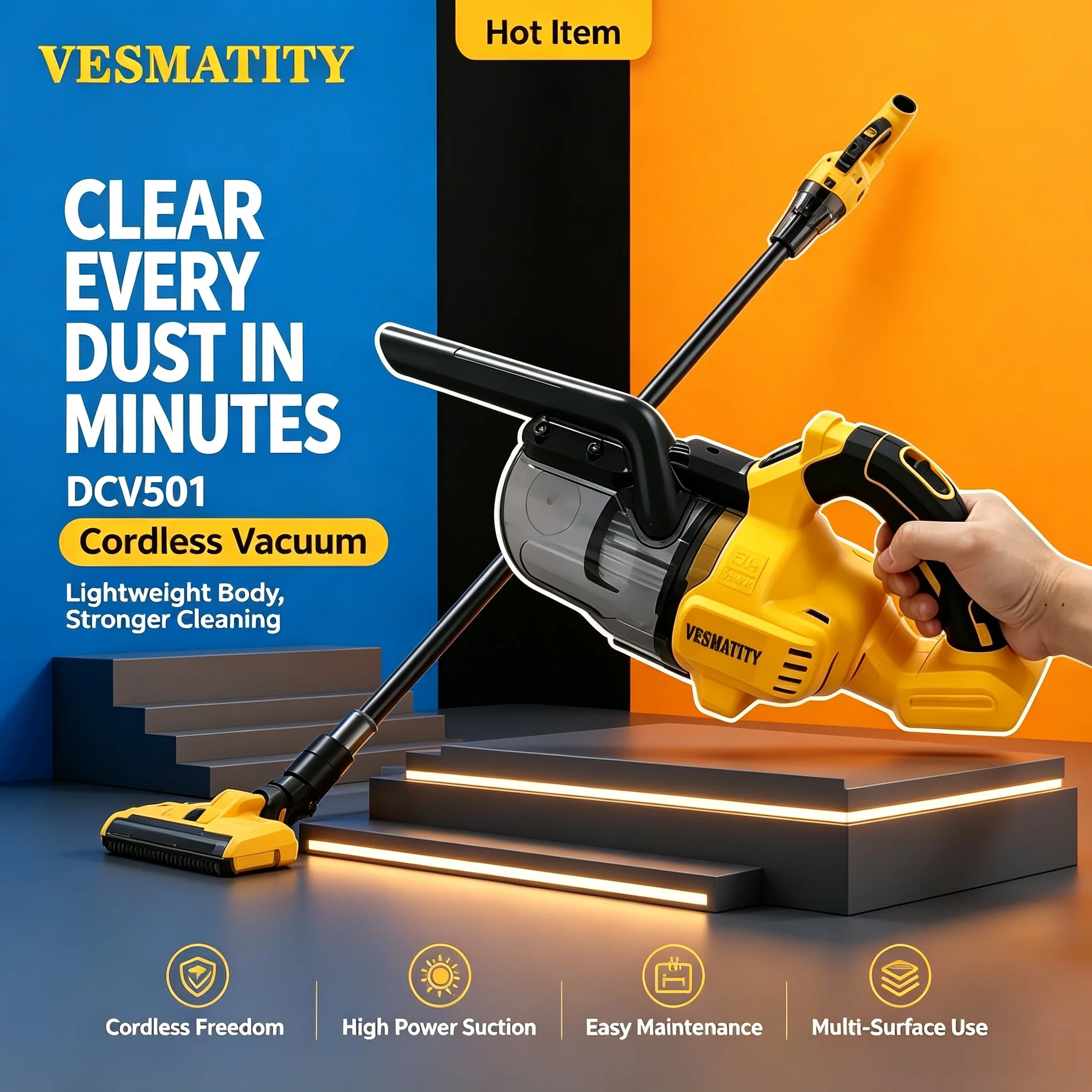 Vacuum Cleaners Vehicle Mounted Floor Portable Household Power Tools Fit Car for 18V-20V Battery Pro Brushless Cordless Handheld