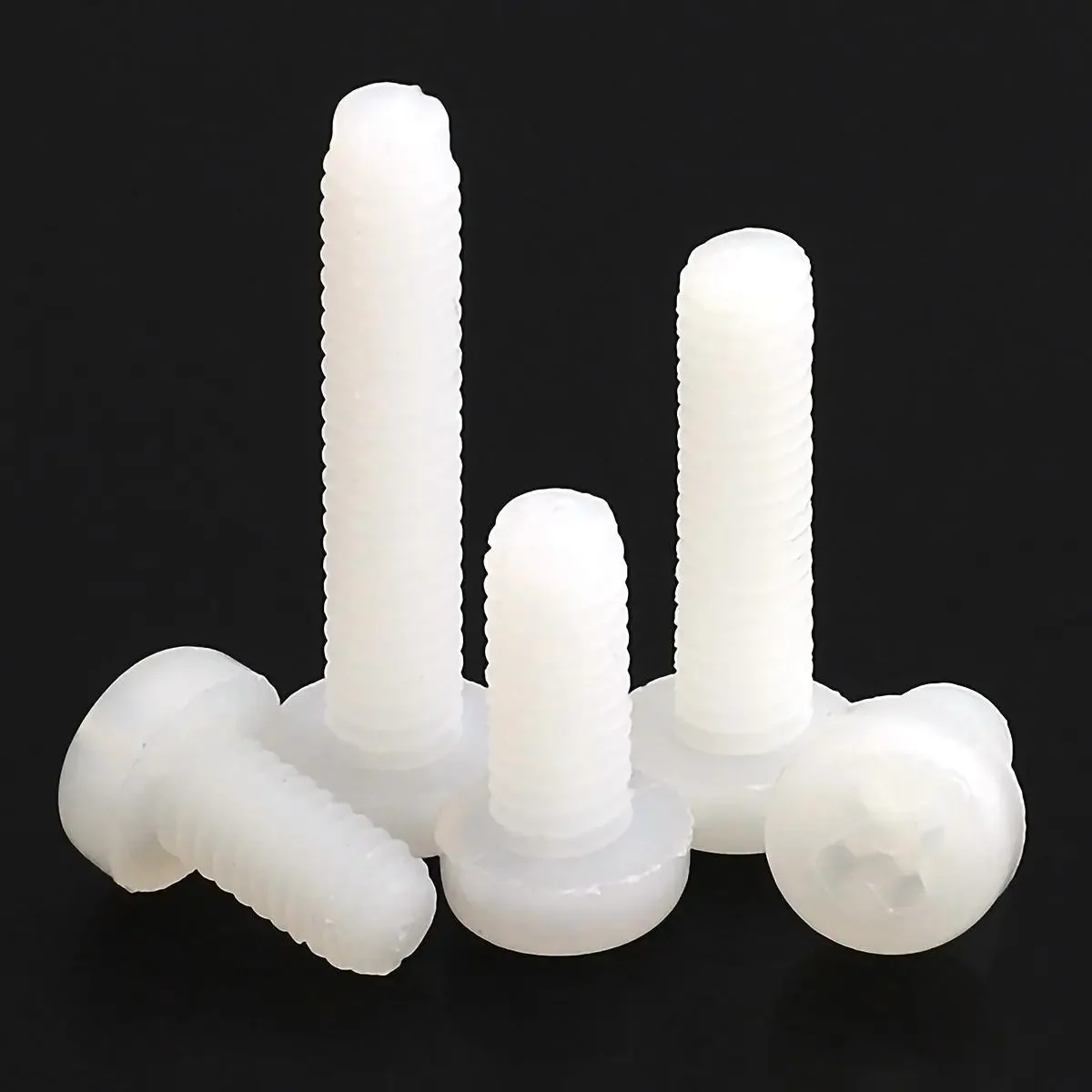 M3 M4 M5 M6 M8 Metric Threaded White Color Nylon Plastic Phillips Pan Head Cross Round Screw Bolt length 5mm-25mm