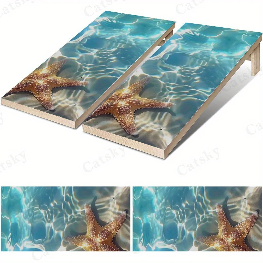 

Морская звезда в прозрачной воде, фотография пляжной природы, искусство океанского существа, высокая стоимость! 2D плоские виниловые наклейки на песочную панель — без пузырьков,